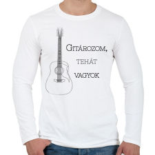 PRINTFASHION Gitározom, tehát vagyok - Férfi hosszú ujjú póló - Fehér férfi póló