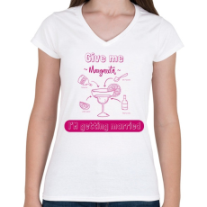 PRINTFASHION Give me margarita - Női V-nyakú póló - Fehér