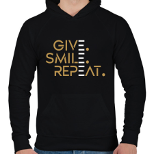 PRINTFASHION Give. Smile. Repeat - Férfi kapucnis pulóver - Fekete férfi pulóver, kardigán