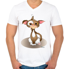 PRINTFASHION Gizmócic - Férfi V-nyakú póló - Fehér