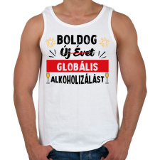 PRINTFASHION Globális alkoholizálás - Férfi atléta - Fehér atléta, trikó