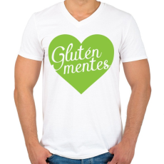 PRINTFASHION gluten-free-love-green - Férfi V-nyakú póló - Fehér