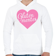 PRINTFASHION gluten-free-love-pink - Férfi kapucnis pulóver - Fehér