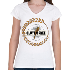 PRINTFASHION Glutenfree1 - Női V-nyakú póló - Fehér női póló