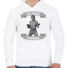 PRINTFASHION go chuck yourself - Férfi kapucnis pulóver - Fehér férfi pulóver, kardigán