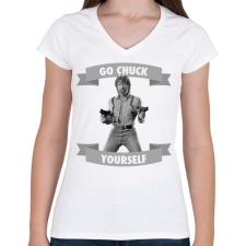 PRINTFASHION go chuck yourself - Női V-nyakú póló - Fehér női póló