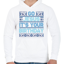 PRINTFASHION Go Jesus - Férfi kapucnis pulóver - Fehér férfi pulóver, kardigán