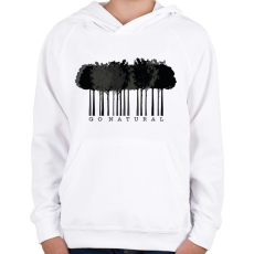 PRINTFASHION Go natural - vonalkód - Gyerek kapucnis pulóver - Fehér
