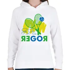 PRINTFASHION Go Roger - Női kapucnis pulóver - Fehér női pulóver, kardigán