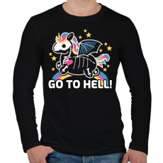 PRINTFASHION Go to hell unikornis - Férfi hosszú ujjú póló - Fekete