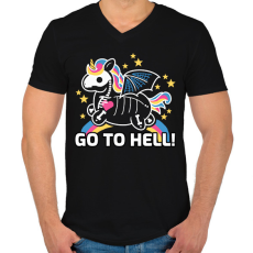 PRINTFASHION Go to hell unikornis - Férfi V-nyakú póló - Fekete