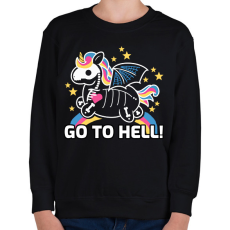 PRINTFASHION Go to hell unikornis - Gyerek pulóver - Fekete