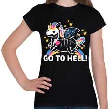 PRINTFASHION Go to hell unikornis - Női póló - Fekete női póló
