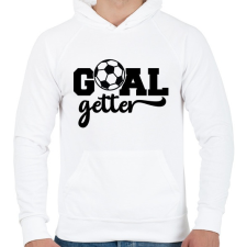 PRINTFASHION Goal getter - Férfi kapucnis pulóver - Fehér férfi pulóver, kardigán
