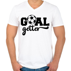 PRINTFASHION Goal getter - Férfi V-nyakú póló - Fehér