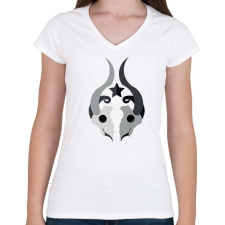 PRINTFASHION goat-skull - Női V-nyakú póló - Fehér női póló