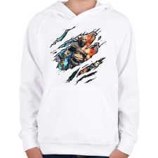 PRINTFASHION God Of War - Gyerek kapucnis pulóver - Fehér gyerek pulóver, kardigán