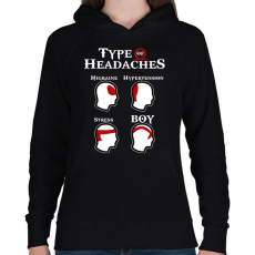 PRINTFASHION God of War - Types of Headaches - Női kapucnis pulóver - Fekete