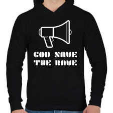 PRINTFASHION GOD SAVE THE RAVE - Férfi kapucnis pulóver - Fekete férfi pulóver, kardigán