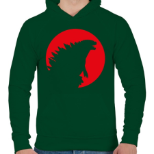 PRINTFASHION Godzilla Sziluett - Férfi kapucnis pulóver - Sötétzöld férfi pulóver, kardigán