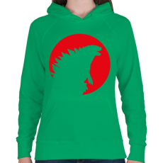 PRINTFASHION Godzilla Sziluett - Női kapucnis pulóver - Zöld