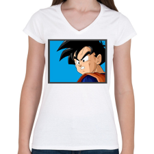 PRINTFASHION Gohan - Női V-nyakú póló - Fehér női póló