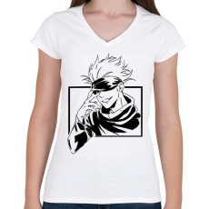 PRINTFASHION Gojo Jujutsu Kaisen Hoodie - Női V-nyakú póló - Fehér