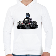 PRINTFASHION Gokart  - Férfi kapucnis pulóver - Fehér