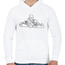 PRINTFASHION gokart - Férfi kapucnis pulóver - Fehér férfi pulóver, kardigán