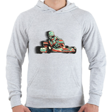 PRINTFASHION Gokart - Férfi kapucnis pulóver - Sport szürke férfi pulóver, kardigán