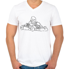 PRINTFASHION gokart - Férfi V-nyakú póló - Fehér férfi póló