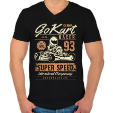 PRINTFASHION gokart - Férfi V-nyakú póló - Fekete férfi póló