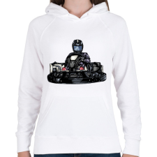 PRINTFASHION Gokart  - Női kapucnis pulóver - Fehér női pulóver, kardigán