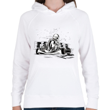 PRINTFASHION Gokart - Női kapucnis pulóver - Fehér női pulóver, kardigán