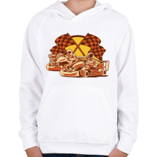 PRINTFASHION Gokartozás - Gyerek kapucnis pulóver - Fehér gyerek pulóver, kardigán