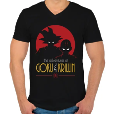 PRINTFASHION Goku és Krillin - Férfi V-nyakú póló - Fekete