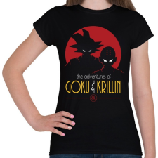 PRINTFASHION Goku és Krillin - Női póló - Fekete női póló
