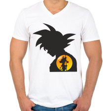 PRINTFASHION Goku - Férfi V-nyakú póló - Fehér férfi póló