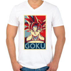 PRINTFASHION Goku - Férfi V-nyakú póló - Fehér