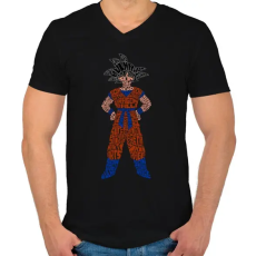 PRINTFASHION Goku - Férfi V-nyakú póló - Fekete