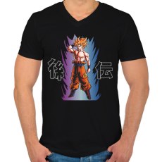 PRINTFASHION Goku - Férfi V-nyakú póló - Fekete