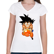 PRINTFASHION goku - Női V-nyakú póló - Fehér
