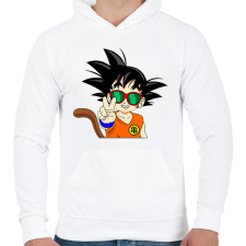 PRINTFASHION Goku szemüvegben - Férfi kapucnis pulóver - Fehér férfi pulóver, kardigán