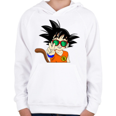 PRINTFASHION Goku szemüvegben  - Gyerek kapucnis pulóver - Fehér