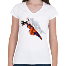 PRINTFASHION gokuangel.png - Női V-nyakú póló - Fehér női póló