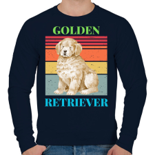 PRINTFASHION Golden Retriever - Férfi pulóver - Sötétkék férfi pulóver, kardigán