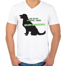 PRINTFASHION Golden retriever - Férfi V-nyakú póló - Fehér
