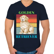 PRINTFASHION Golden Retriever - Férfi V-nyakú póló - Sötétkék