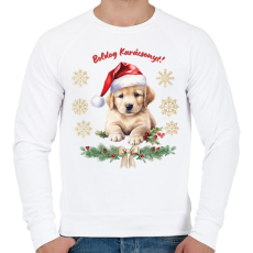 PRINTFASHION Golden retriever karácsony - Férfi pulóver - Fehér