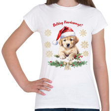 PRINTFASHION Golden retriever karácsony - Női póló - Fehér női póló
